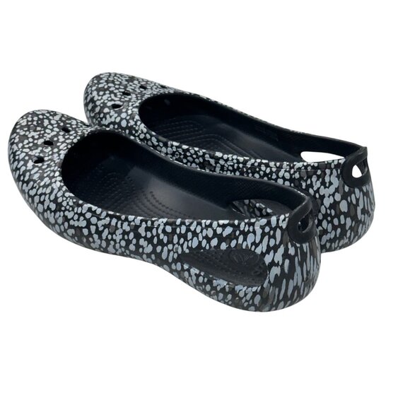Crocs Womens Flats Printed Slip-On Shoes SZ 10 Black & White Dotted Pattern - Picture 4 of 15